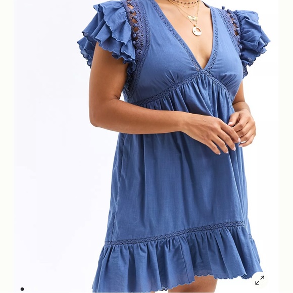 Anthropologie Dresses & Skirts - Anthropologie Ruffle Lace Mini Dress Blue